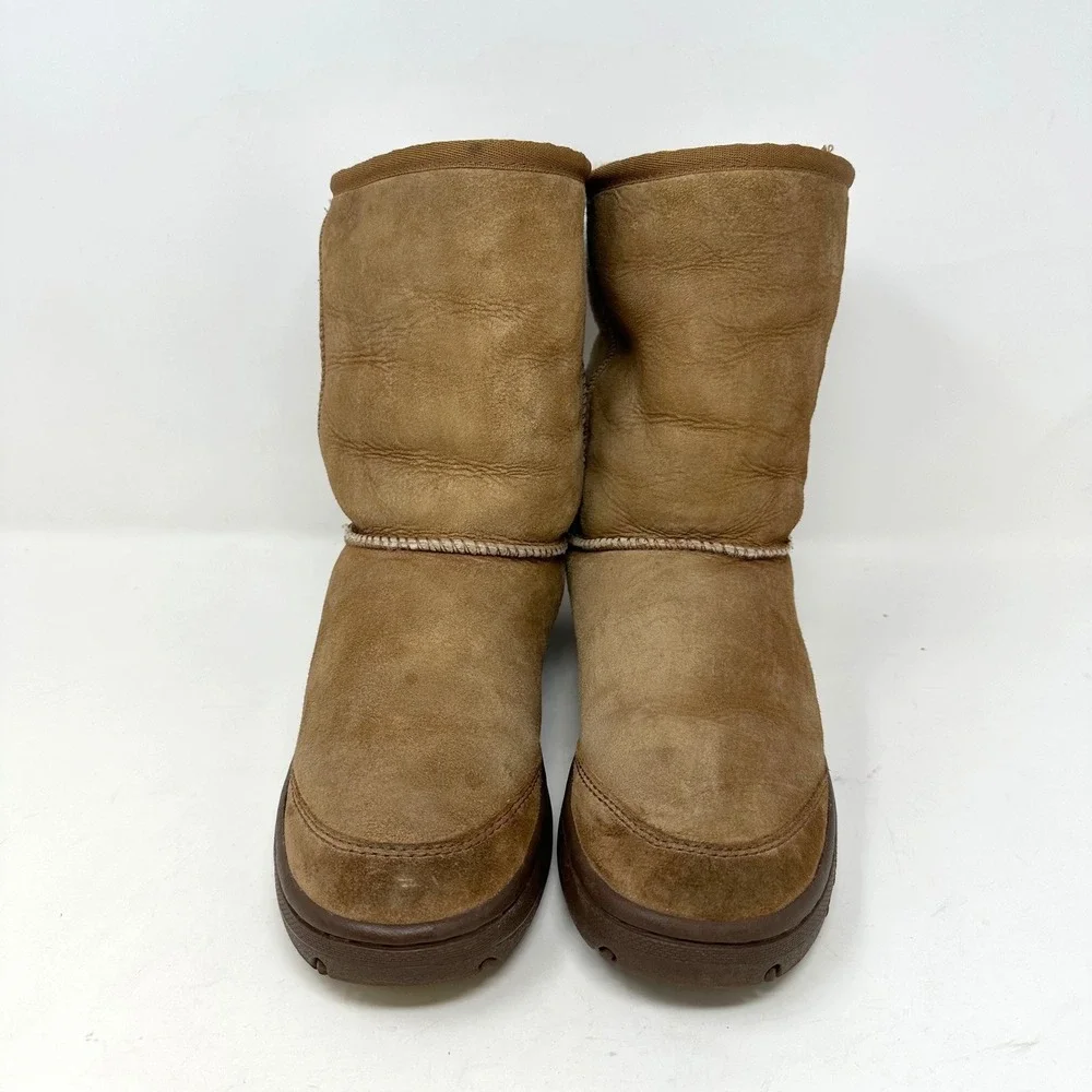 Ugg Australia Ultimate Short Suede‎ Shearling Boots Chestnut Brown Size 8